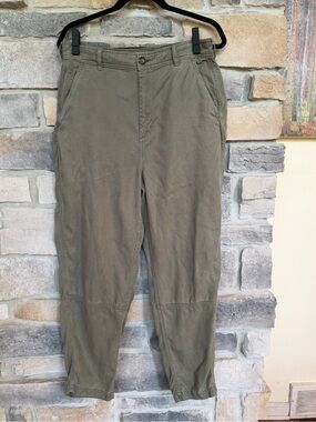 Everlane Olive Green Tapered Cotton Trousers